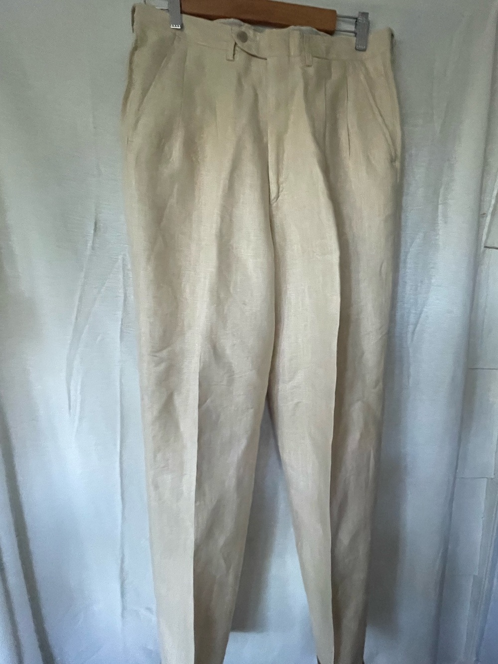 Luciano Barbera Italian Linen Flat Front Trouser Sz 48 In  Flax Org $508